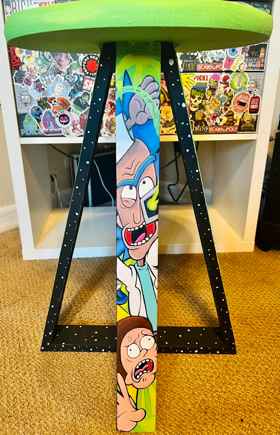 Rick & Morty Hand Painted Side Table