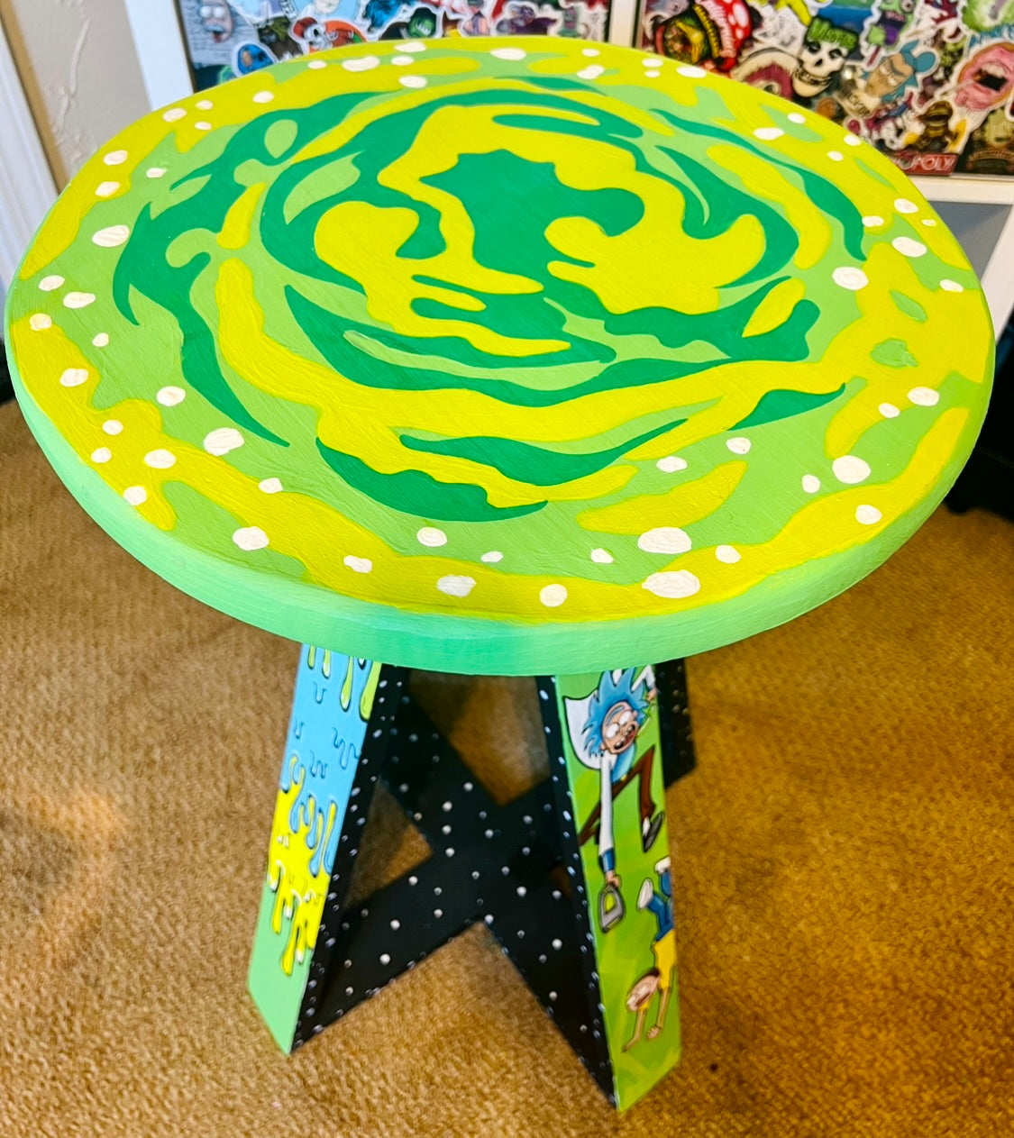 Rick & Morty Hand Painted Side Table